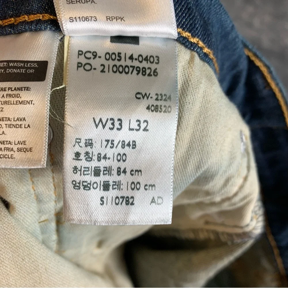 Levi's 514 Straight Fit Jeans Dark Wash Denim‎ Pants W33 L32 Classic 5 pockets